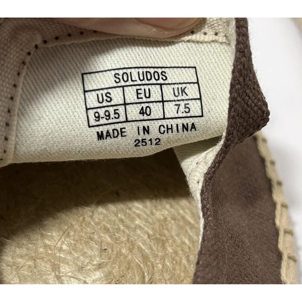 Soludos The Dali Mule Shoes Womens Size 9.5 Brown Canvas Espadrille Slip On
